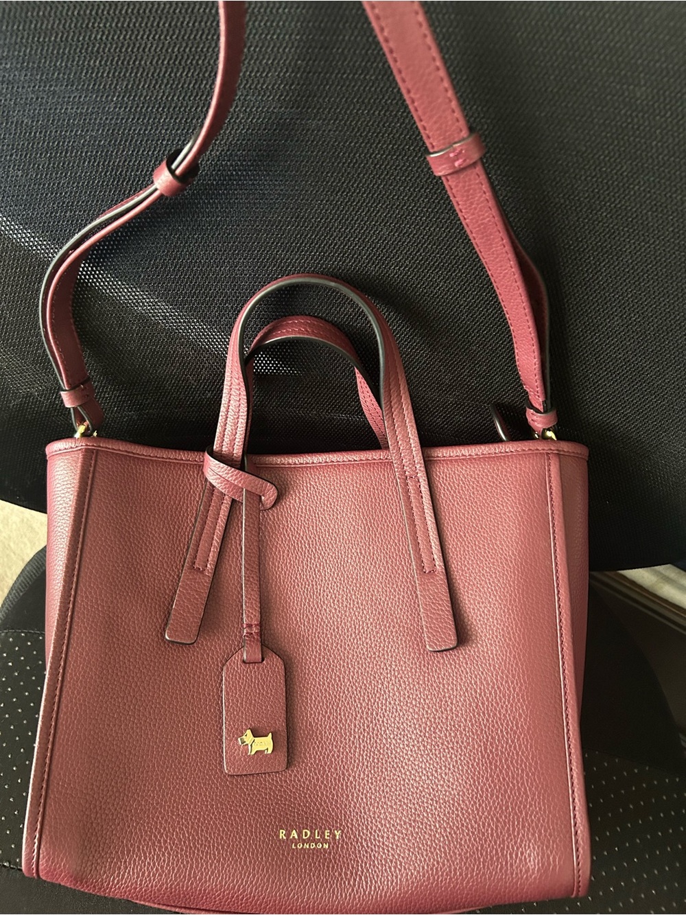RADLEY LONDON Pebbled Leather Tote in cranberry pink